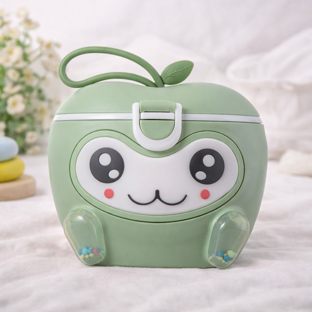 Smile Baby Apple-Shaped Milk Container | Cute & Portable Baby Formula Storage Box | Pink, Red & Green