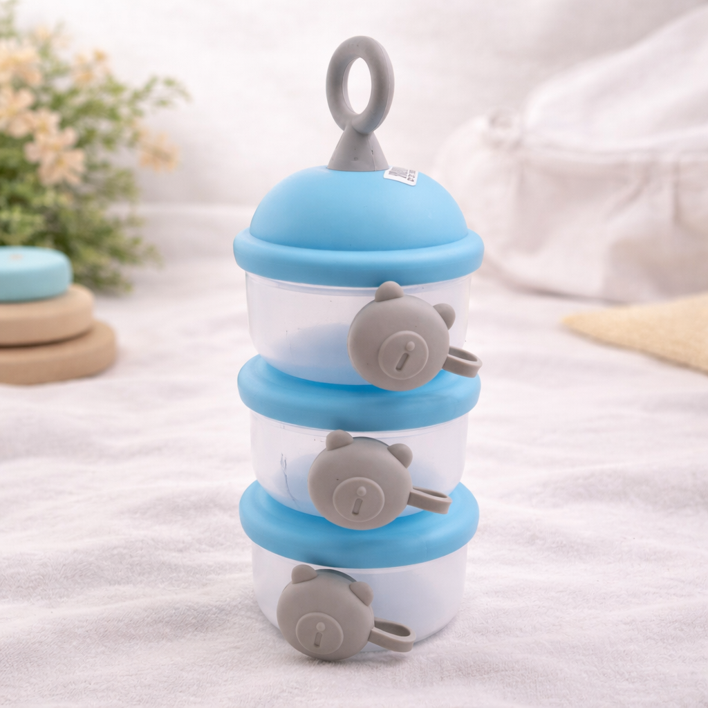 Smile Baby 3-Piece Milk Container | Stackable Baby Formula Storage Box | Onion, Purple, Green & Blue
