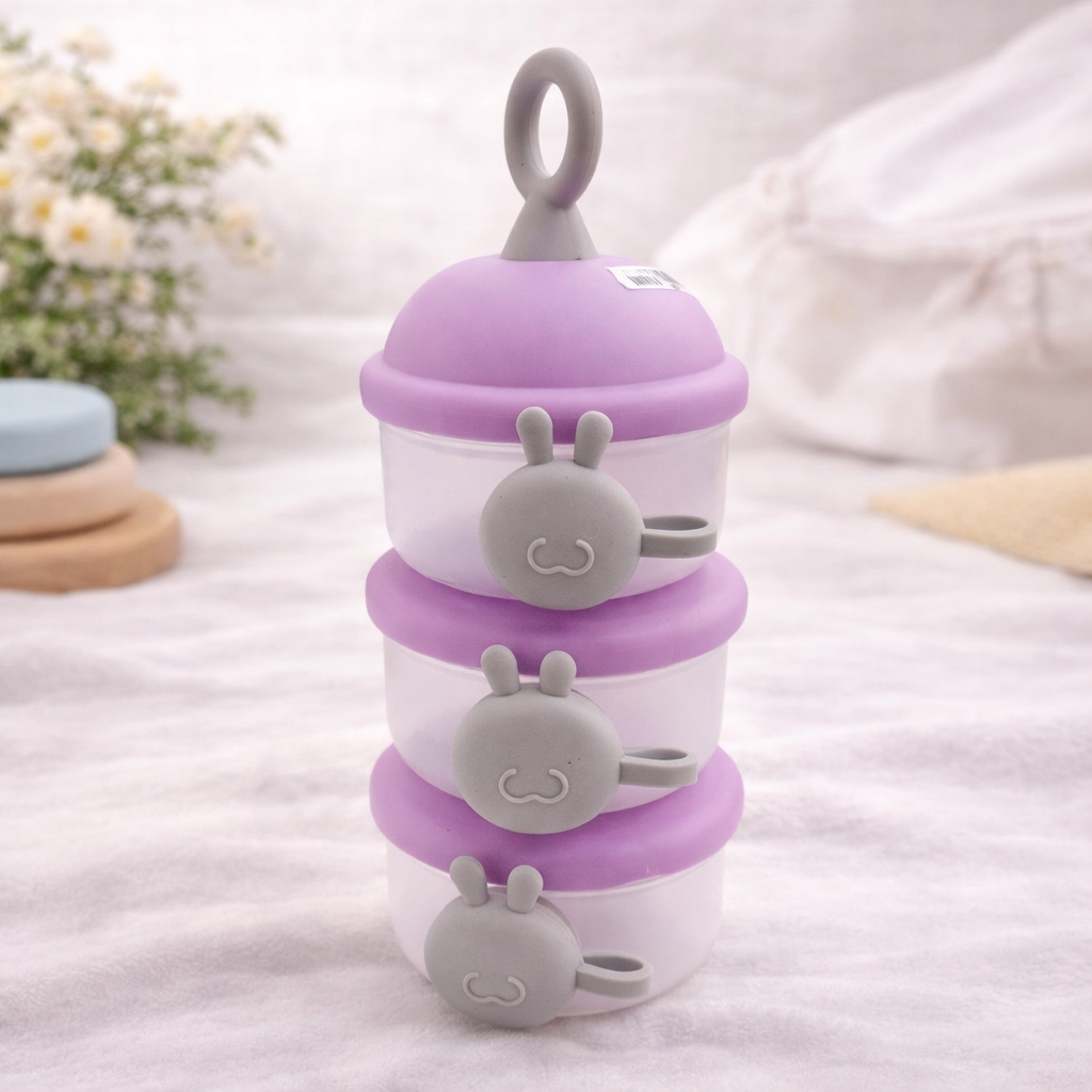 Smile Baby 3-Piece Milk Container | Stackable Baby Formula Storage Box | Onion, Purple, Green & Blue