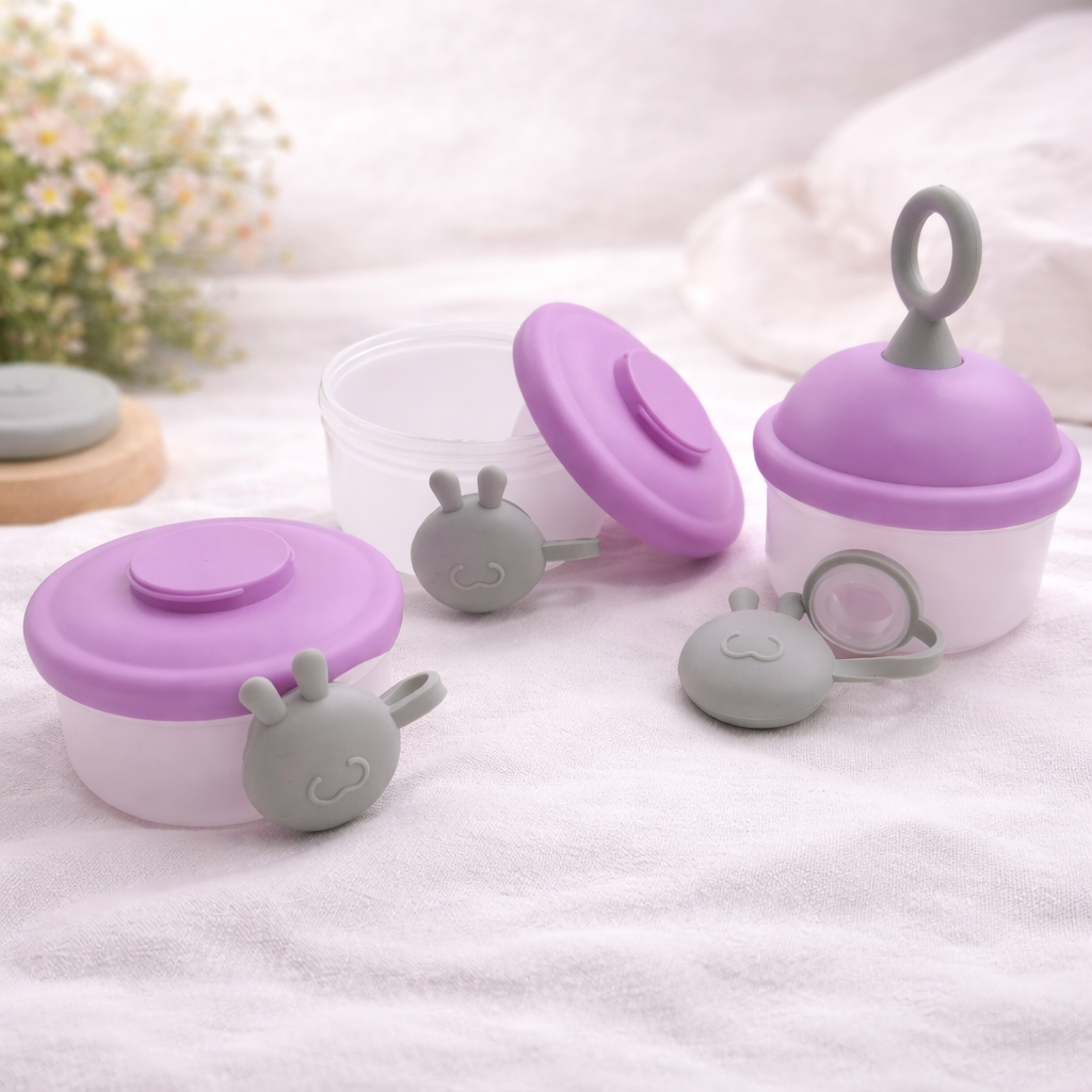 Smile Baby 3-Piece Milk Container | Stackable Baby Formula Storage Box | Onion, Purple, Green & Blue