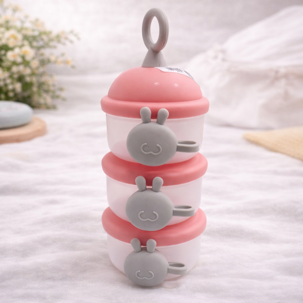 Smile Baby 3-Piece Milk Container | Stackable Baby Formula Storage Box | Onion, Purple, Green & Blue