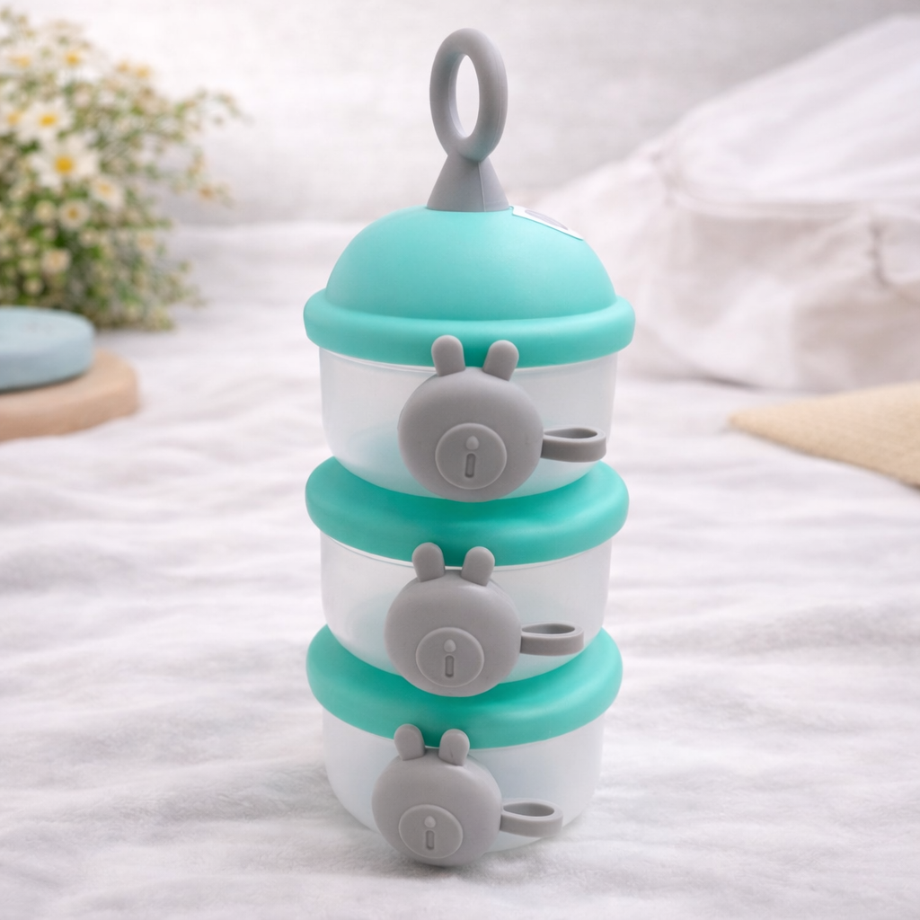 Smile Baby 3-Piece Milk Container | Stackable Baby Formula Storage Box | Onion, Purple, Green & Blue