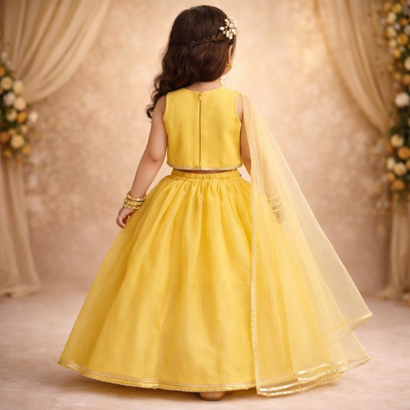 SPARKLE Girls Sharara Set with Embroidered Top & Net Dupatta | Festive Wear for Girls (12 Months – 9 Years)