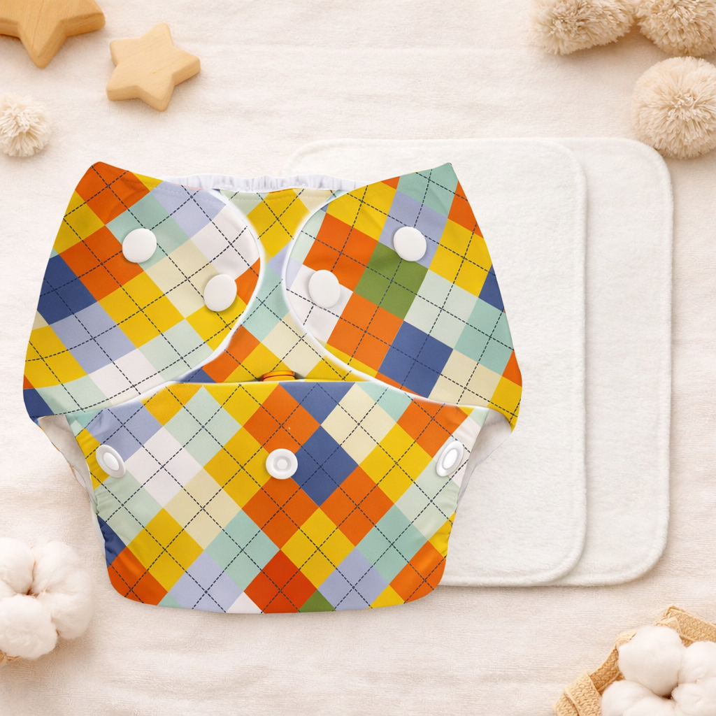 SuperBottoms Basic Reusable Cloth Diaper Geometric Print- Multicolor