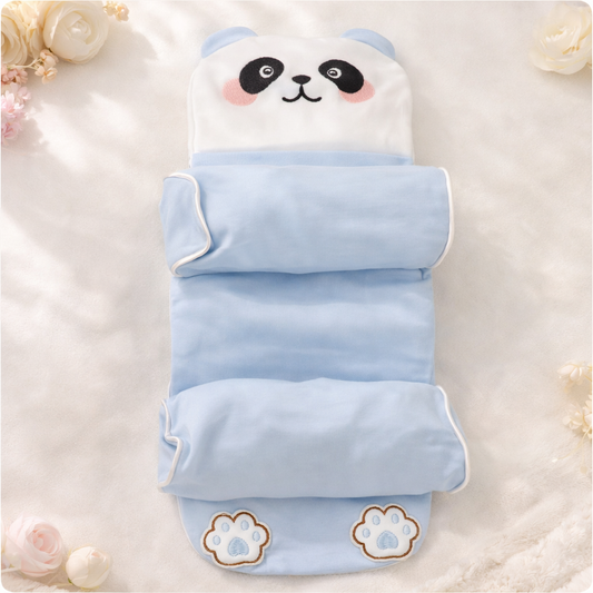 Smile Baby Head Guard Newborn Pillow – Anti-Roll Support Pillow with Panda Design (0–12 Months, Light Blue)