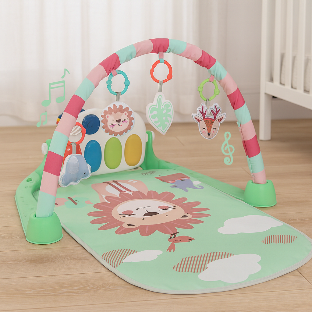 Smile Baby Pedal Piano & Fitness Mat | Musical Activity Gym with Hanging Toys, Soft Play Mat, Tummy Time Support & Kick Piano for Newborns to 36 Months