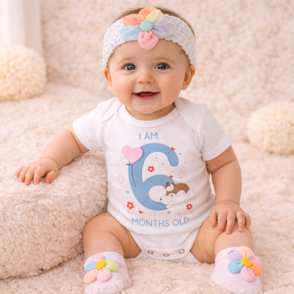 SMILE BABY Flower Headband & Socks Set for Baby Girls – Pastel Multicolor Floral Design (Pink / Multi, White / Multi)