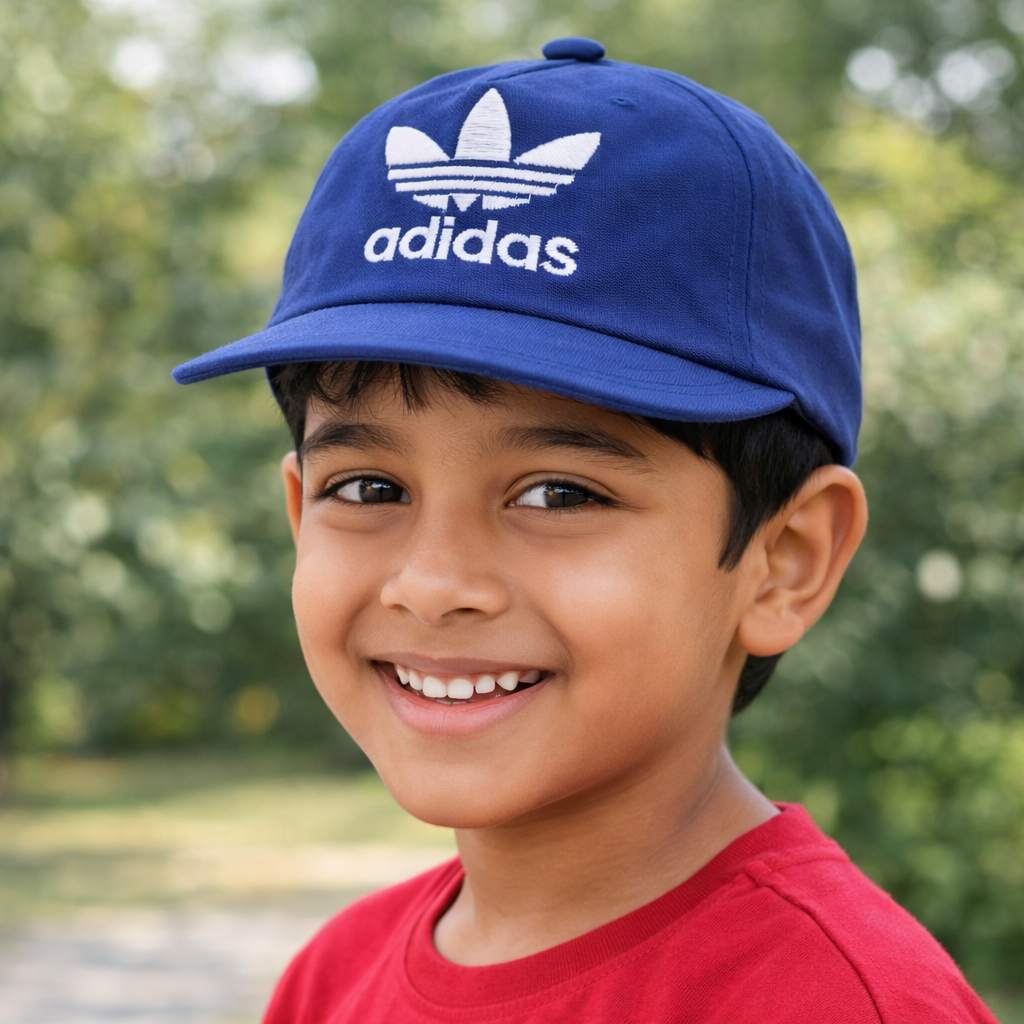 Smile Baby CAP (SMALL SIZE) – Kids Adjustable Cotton Baseball Cap | White, Navy, Black & Red