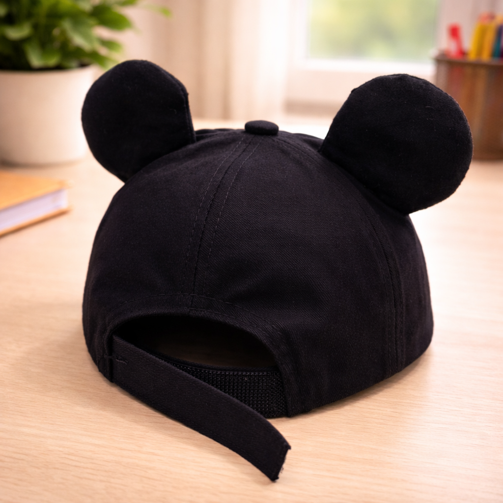 Small Baby Cap (Big Size) – Cute Cartoon Hands & Ears Design | Soft & Comfortable | Colors: BLK, CREAM, RUST