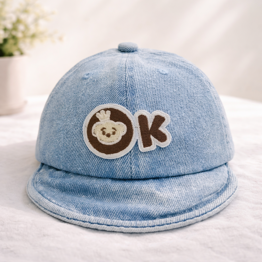Smile Baby Denim Cap – Medium Size | Soft Adjustable Kids Cap | Available in L.DENIM & D.DENIM