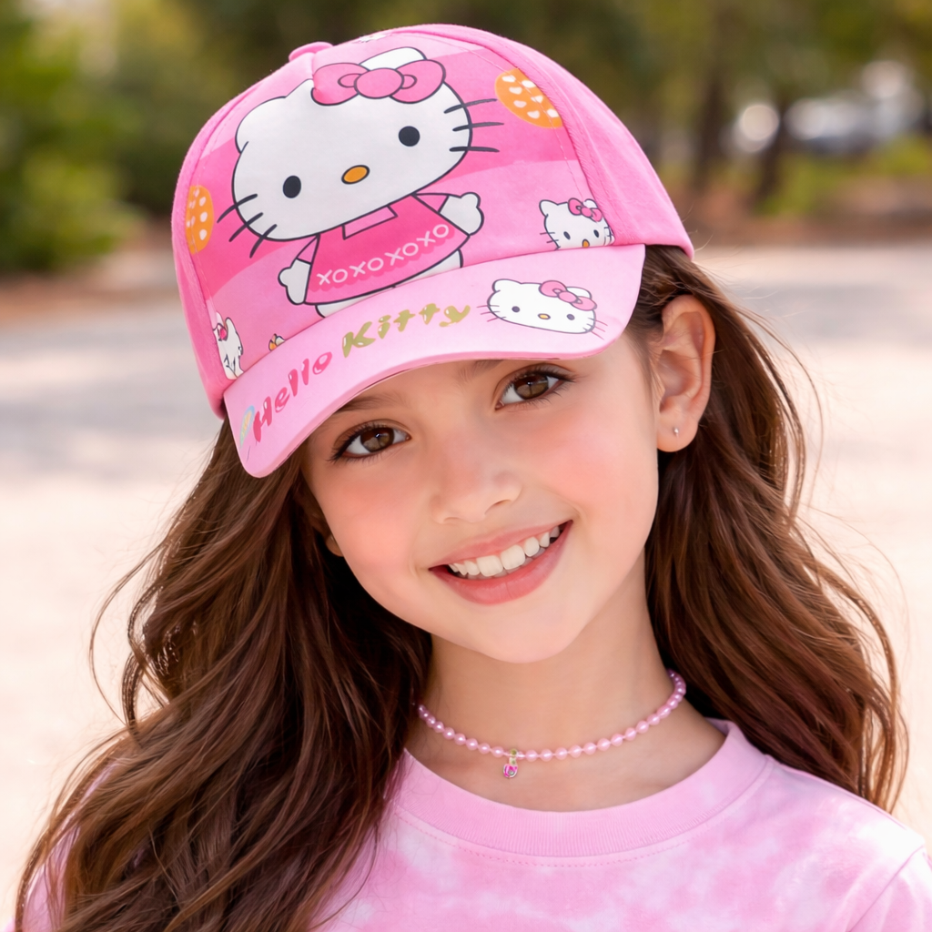 SIMLE Baby Cap (Big Size) – Pink Colour | Cute Cartoon Print Adjustable Kids Cap