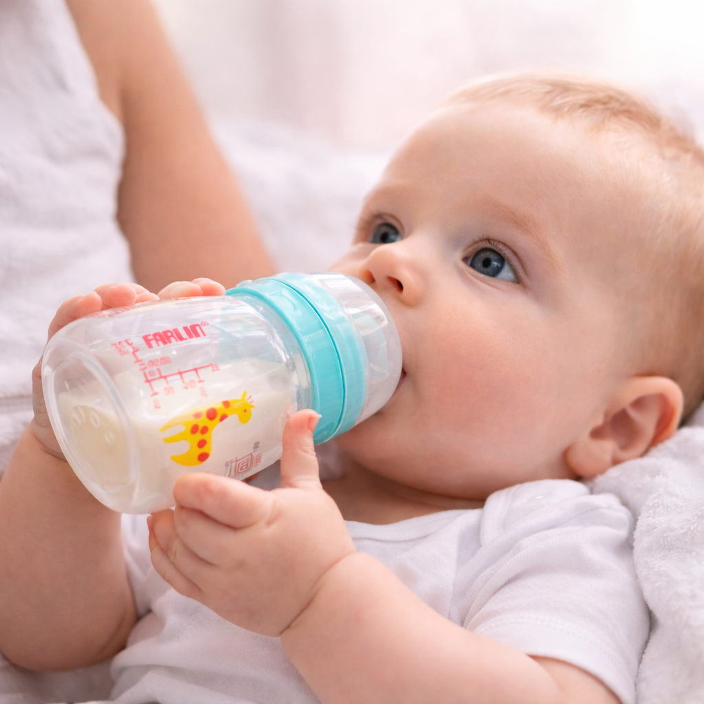 FARLIN Newborns Hygienic Feeding Bottle 60ml (0M+) – SS Silicone Nipple | Anti-Colic | BPA Free | Standard Neck