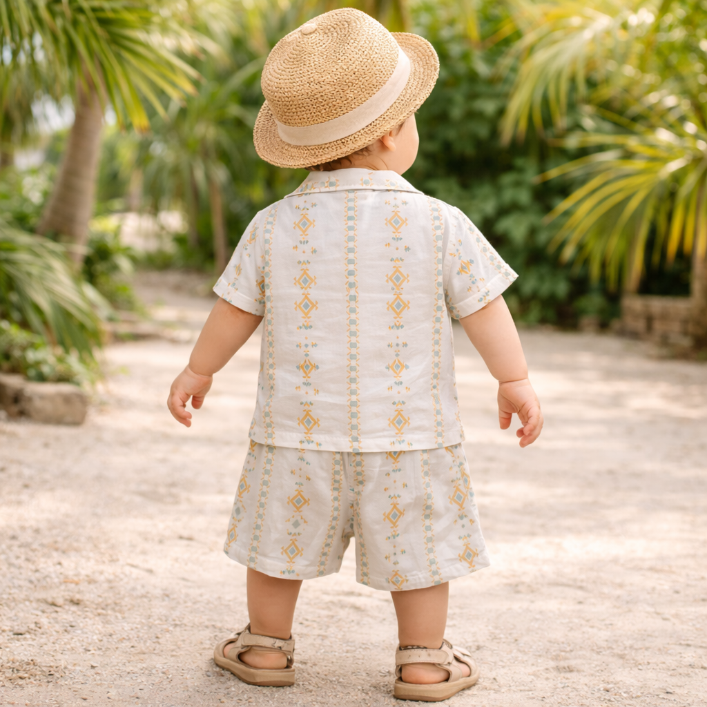 KIDZELLO BABA SUET (0–12M) – Orange Baby Summer Co-Ord Set with Half Sleeves