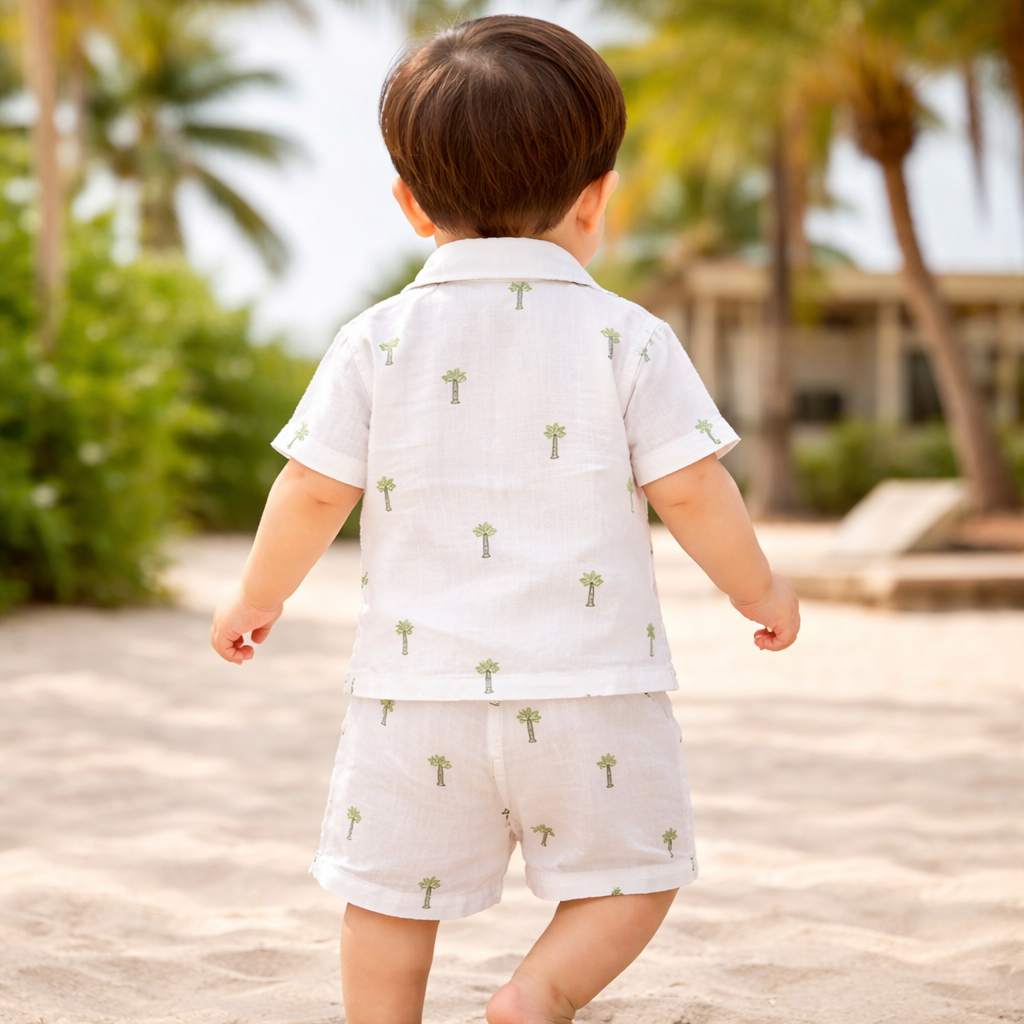 SMILE BABY Palm Tree Co-Ord Set for Boys (0-12M) – Green