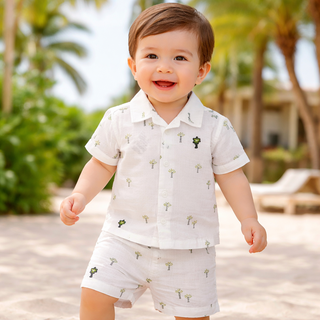 SMILE BABY Palm Tree Co-Ord Set for Boys (0-12M) – Green
