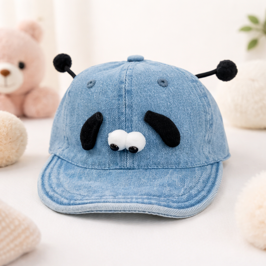 Smile Baby Medium Size Cap – Adjustable Denim Cartoon Cap | L. Denim & D. Denim