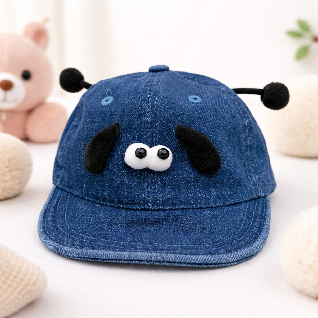 Smile Baby Medium Size Cap – Adjustable Denim Cartoon Cap | L. Denim & D. Denim