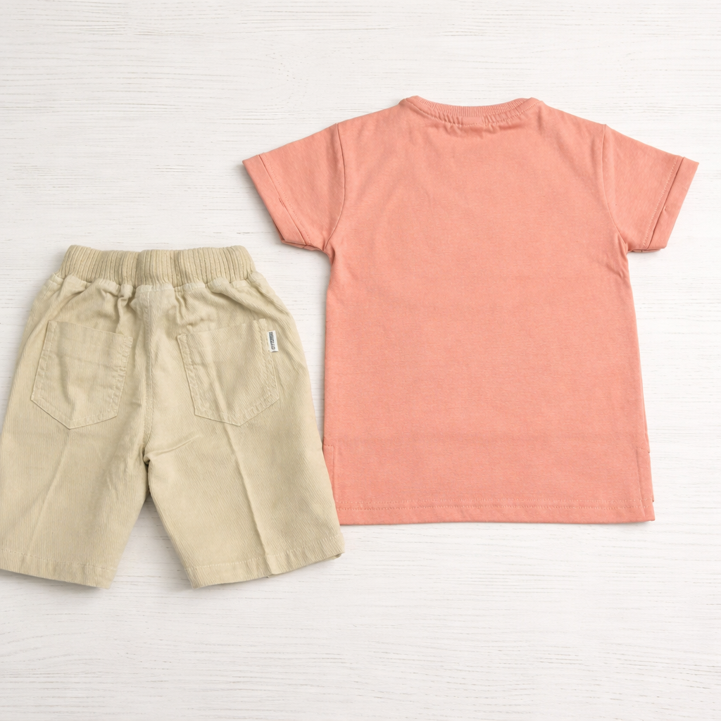 KIDZELLO Boys Cotton T-Shirt & Shorts Set – L.Onion Color | 6 Months to 3 Years