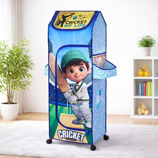 DISNEY Kids Cricket-Themed Portable Fabric Wardrobe with Wheels – “Cricket My Life” Storage Organizer