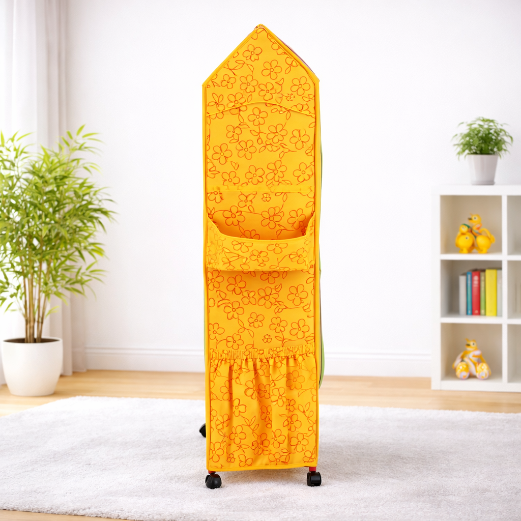 DISNEY Kids Portable Fabric Wardrobe with Wheels – “Let’s Fly Away” Theme Storage Organizer for Clothes, Toys & Books