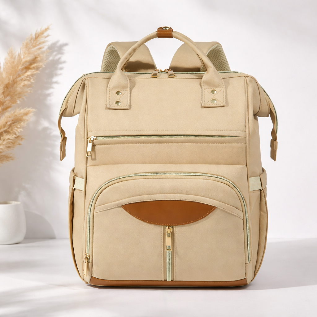 MEE MEE Multi-Functional Mother Bag | Large Capacity Baby Diaper Backpack with Insulated Bottle Pockets | Waterproof & Travel Friendly (Pink, Black, Cream, Green)