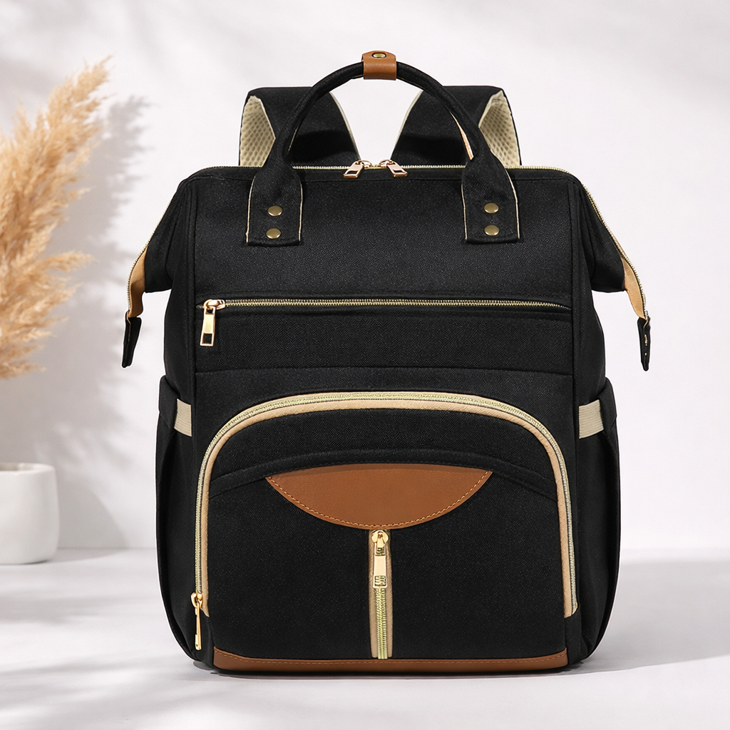 MEE MEE Multi-Functional Mother Bag | Large Capacity Baby Diaper Backpack with Insulated Bottle Pockets | Waterproof & Travel Friendly (Pink, Black, Cream, Green)