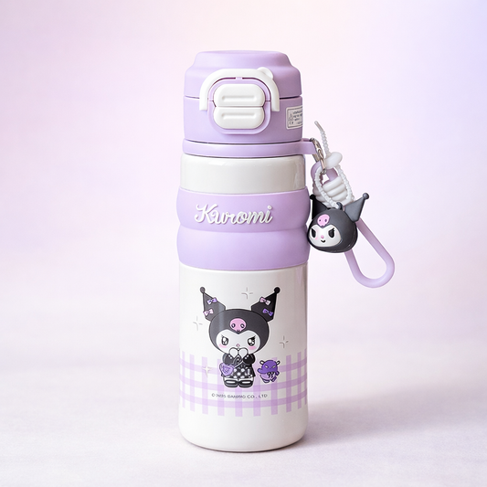 SMILE BABY My Melody Kids Stainless Steel Water Bottle – 500ml | Flip-Top Leak-Proof Lid | Cute Charm | Pink / White / Purple