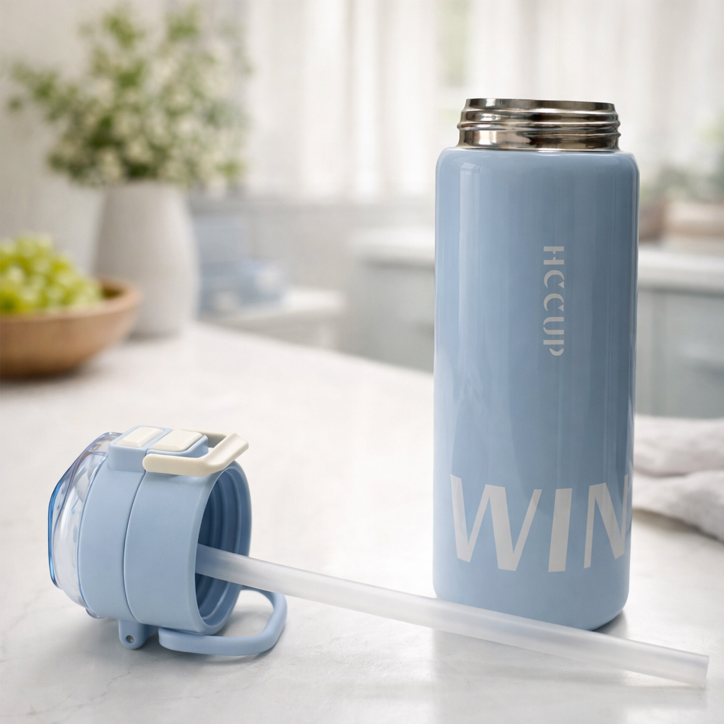 SMILE BABY Leak-Proof Stainless Steel Kids Water Bottle with Straw Lid – 500ml | BPA-Free, Insulated, Flip-Lock Cap