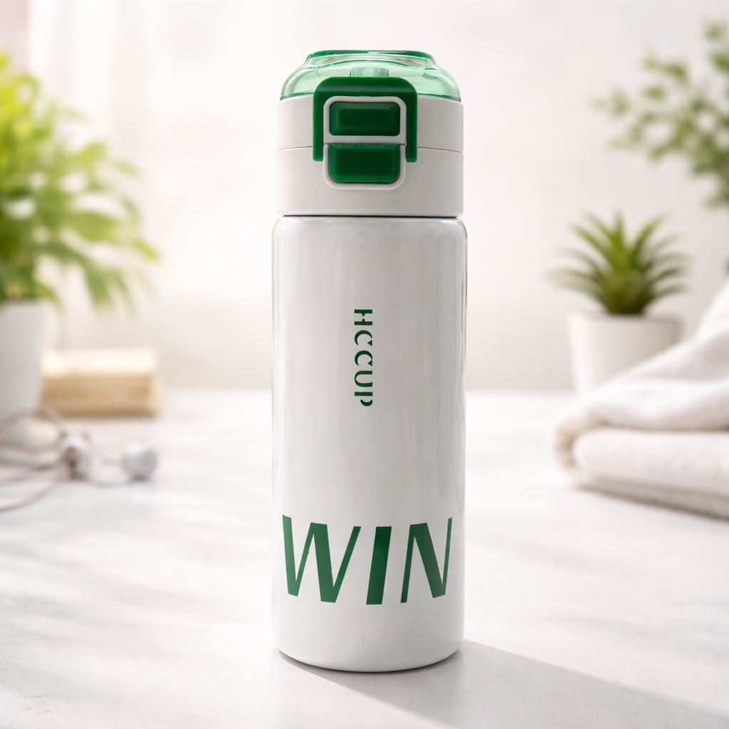 SMILE BABY Leak-Proof Stainless Steel Kids Water Bottle with Straw Lid – 500ml | BPA-Free, Insulated, Flip-Lock Cap