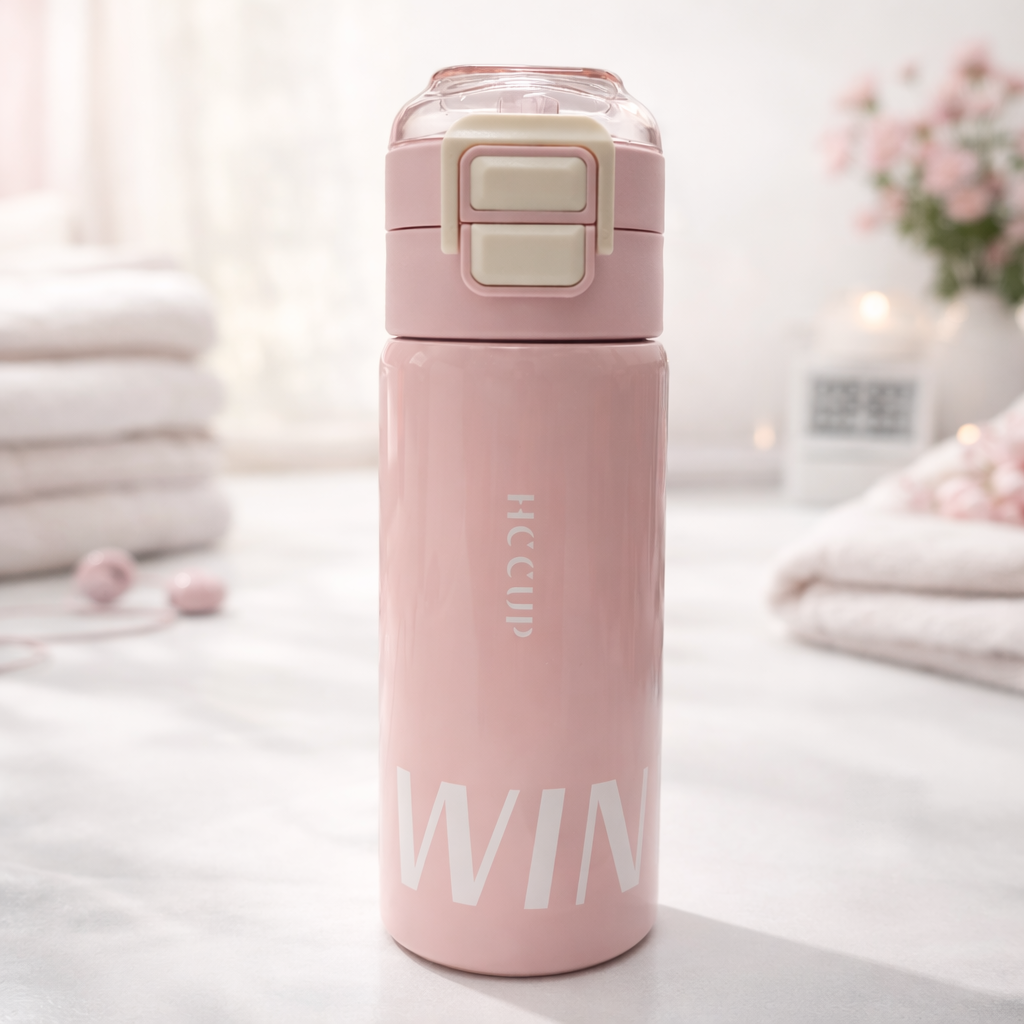 SMILE BABY Leak-Proof Stainless Steel Kids Water Bottle with Straw Lid – 500ml | BPA-Free, Insulated, Flip-Lock Cap