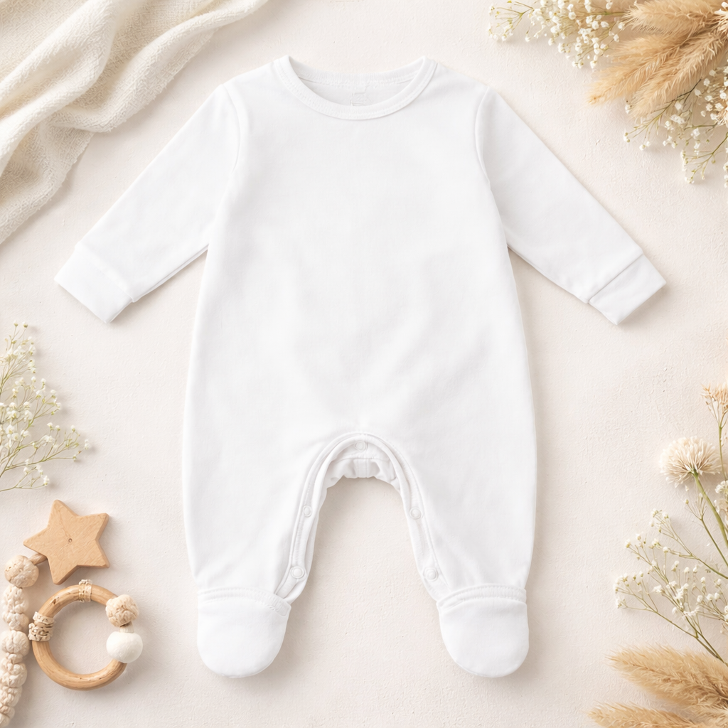 BEN BENNY Newborn Baby Cotton Romper – “I ❤️ Mom Dad” Printed Long-Sleeve Onesie, Size NB