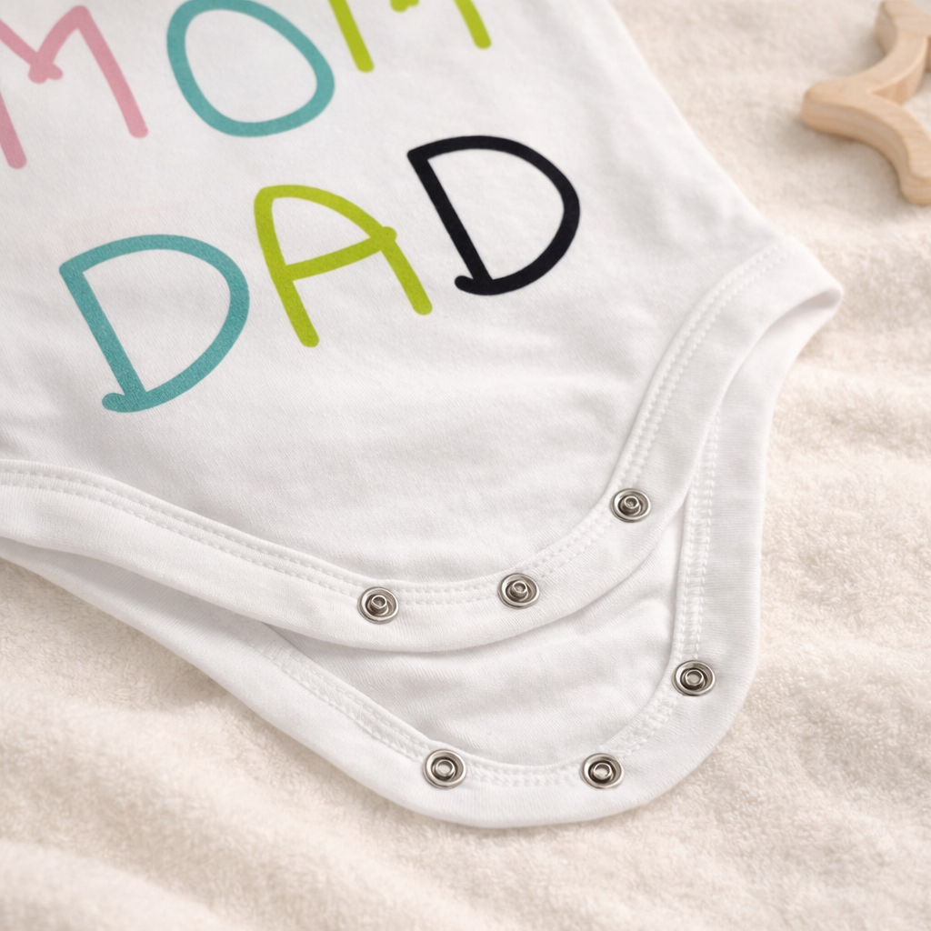BEN BENNY Newborn Baby Bodysuit – “I ❤️ Mom Dad” Printed Romper, Soft Cotton Short Sleeve Onesie