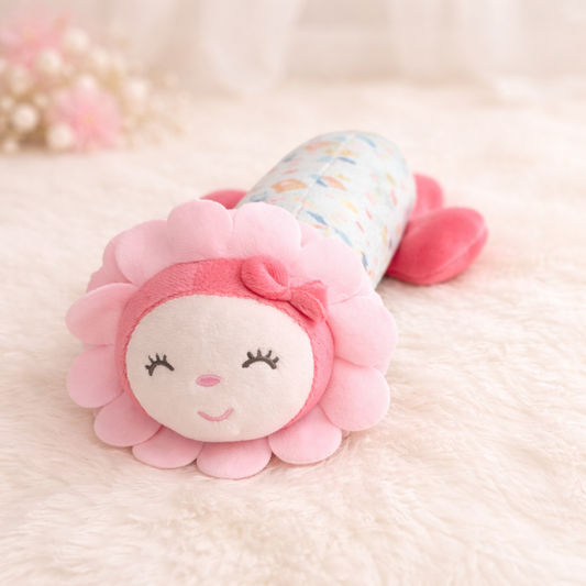 SMILE BABY Soft Plush Flower Caterpillar Baby Toy – Cuddly Sensory Toy with Embroidered Face & Colorful Body