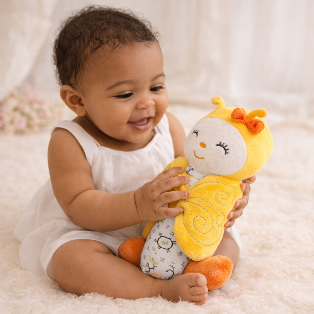 SMILE BABY Soft Plush Butterfly Caterpillar Toy – Cuddly Baby Sensory Toy with Embroidered Face & Soft Wings