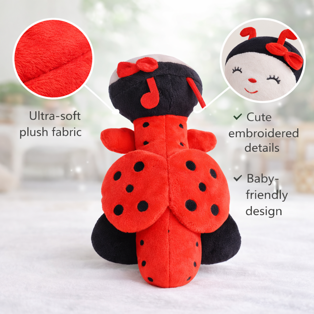 SMILE BABY Ultra-Soft Ladybug Plush Toy for Babies & Toddlers – Cute Musical Design, Safe & Cuddly Soft Toy for Baby Girls & Boys