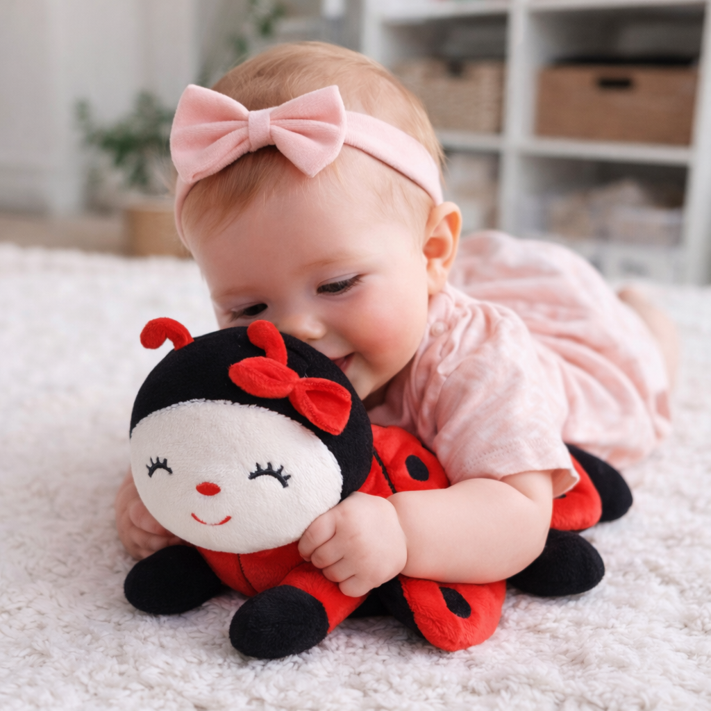 SMILE BABY Ultra-Soft Ladybug Plush Toy for Babies & Toddlers – Cute Musical Design, Safe & Cuddly Soft Toy for Baby Girls & Boys