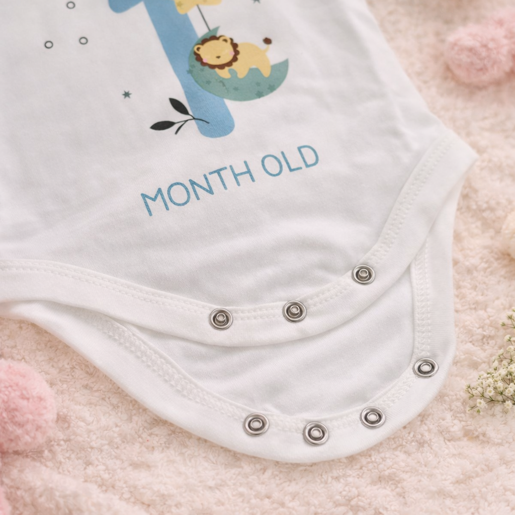 BEN BENNY Newborn Baby 1 Month Milestone Bodysuit – I Am 1 Month Old Printed Soft Cotton Romper (Size NB)