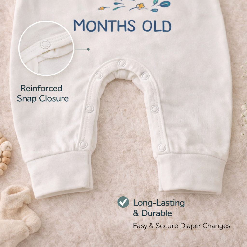 BEN BENNY Baby Romper – “I Am 3 Months Old” Printed Cotton Bodysuit, Long Sleeve, Easy Snap Closure – Size M