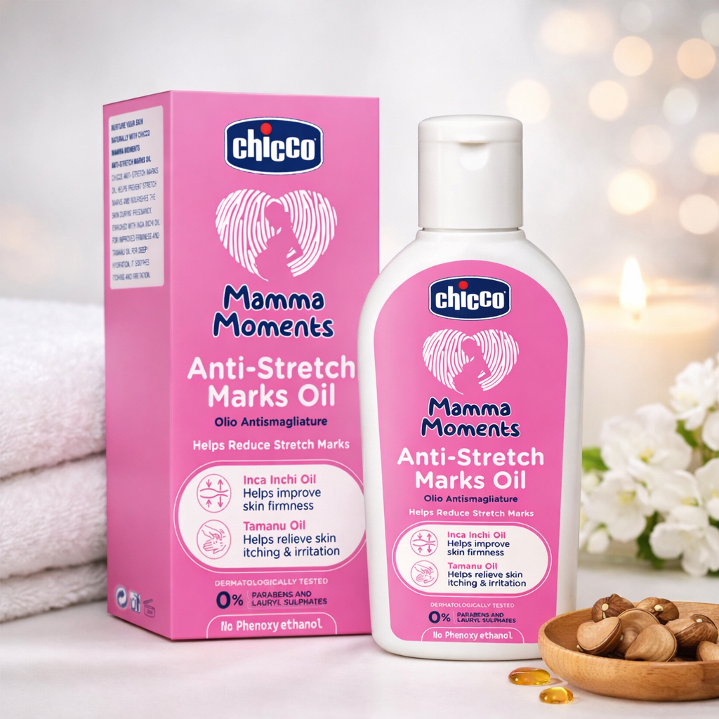 Chicco Mamma Moments Anti-Stretch Marks Oil – For Pregnancy & Postpartum Care
