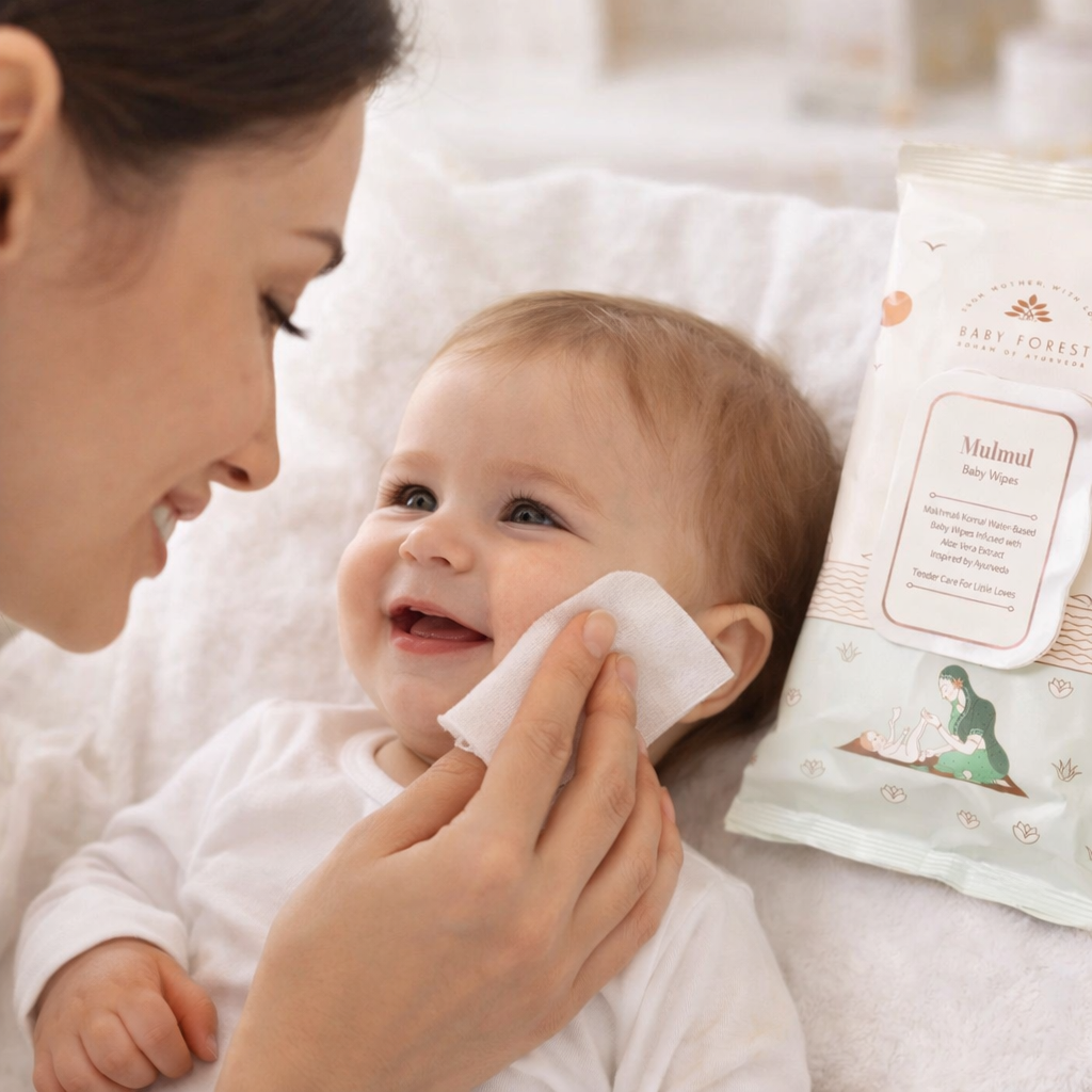 Baby Forest Mulmul Baby Wipes | Water-Based & Aloe Vera Infused | Gentle Wipes for Newborns & Babies