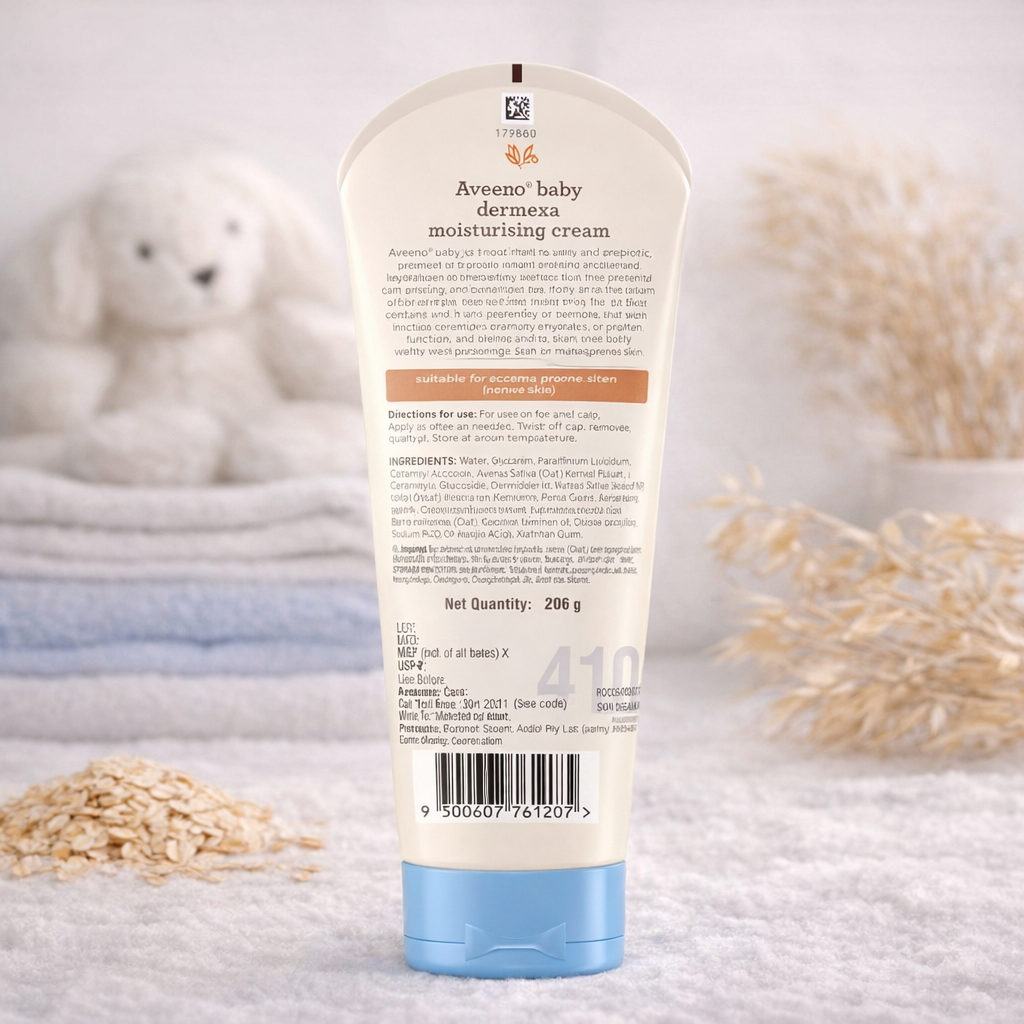 Aveeno Baby Dermexa Moisturising Cream for Eczema-Prone Skin | Prebiotic Triple Oat & Ceramides | 206 g