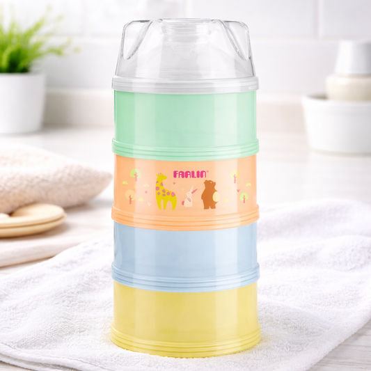 Farlin Stackable Milk Powder Container with Funnel Lid | BPA-Free Baby Formula Dispenser | 4-Layer Travel Storage