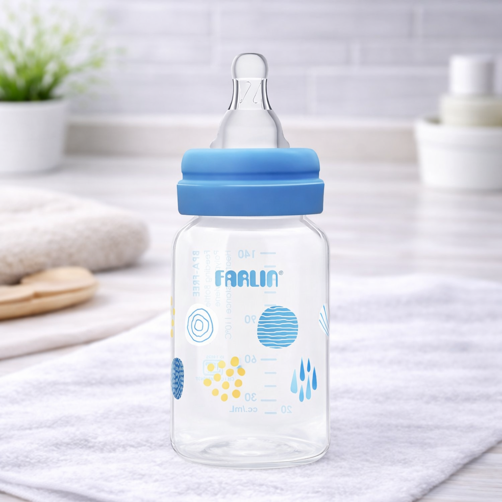 Farlin PP Standard Neck Feeding Bottle (Pink & Blue) | BPA-Free, Anti-Colic | Crystal Clear Silicone Nipple | 0+ / 3+ Months (140ml / 240ml)