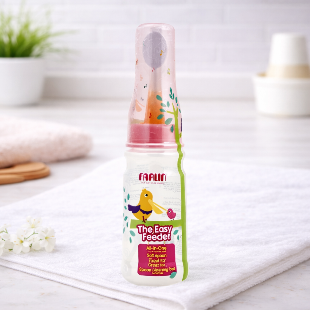 Farlin The Easy Feeder – All-in-One Baby Feeding Bottle with Soft Spoon | BPA-Free | Hygienic & Travel-Friendly | Blue & Pink