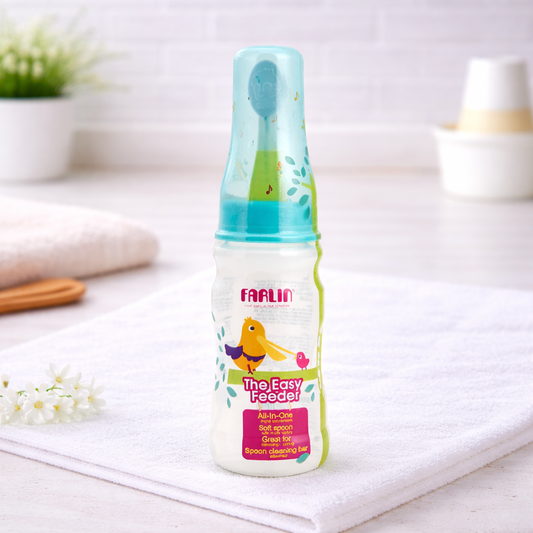 Farlin The Easy Feeder – All-in-One Baby Feeding Bottle with Soft Spoon | BPA-Free | Hygienic & Travel-Friendly | Blue & Pink