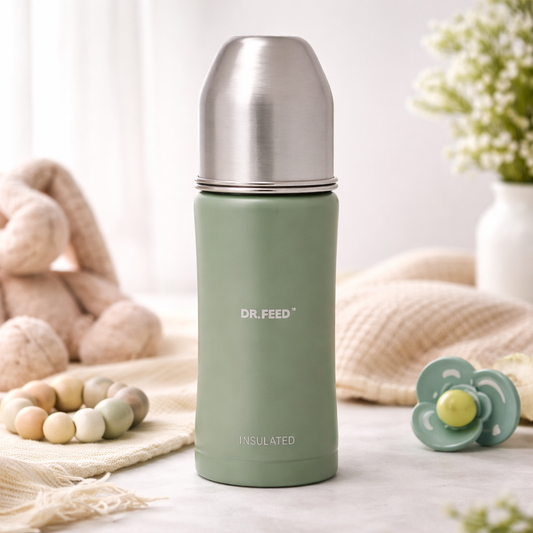 ADORE DR.FEED Majestique Insulated Double Wall Stainless Steel Feeding Bottle – 270 ml (Sage Green)