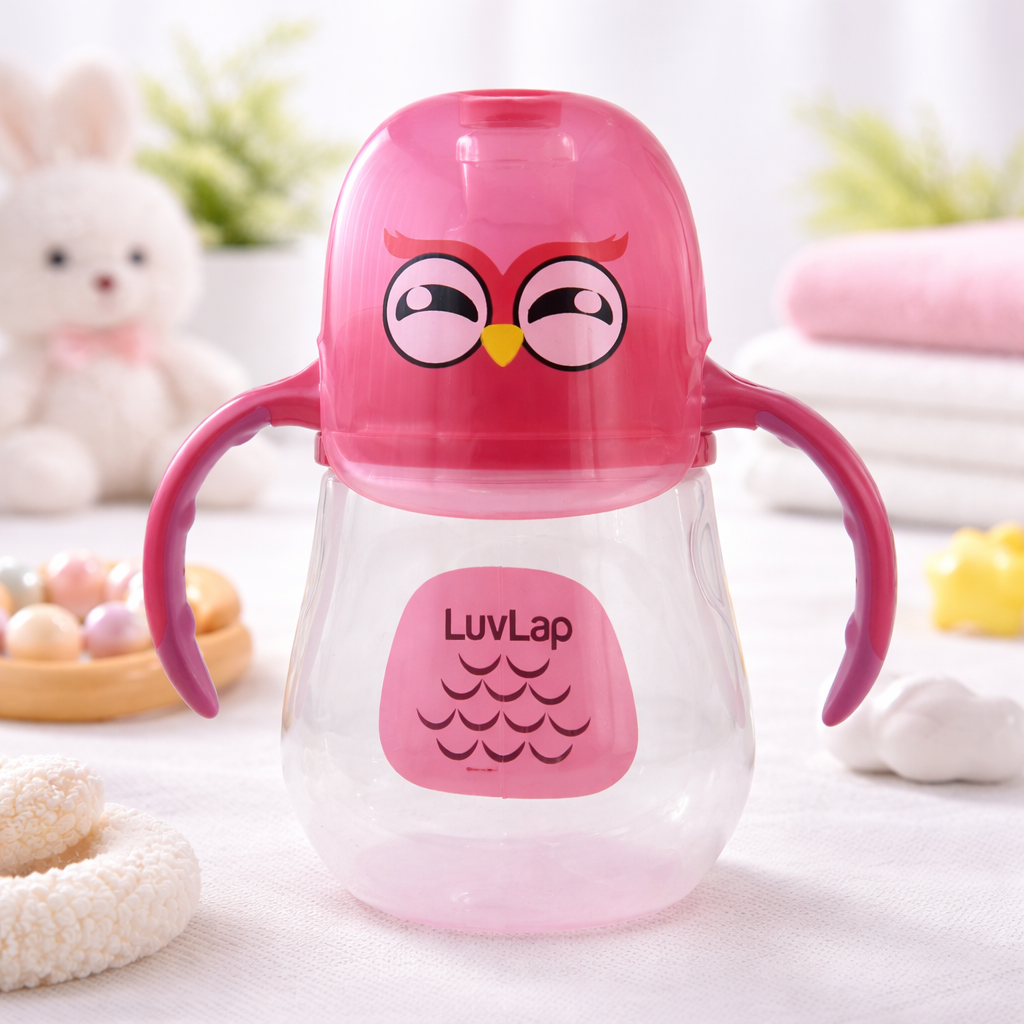 LuvLap 210 ml No-Spill Baby Sipper Cup with Soft Spout & Easy Grip Handles | BPA-Free | Leakproof | 6+ Months (Pink, Yellow)