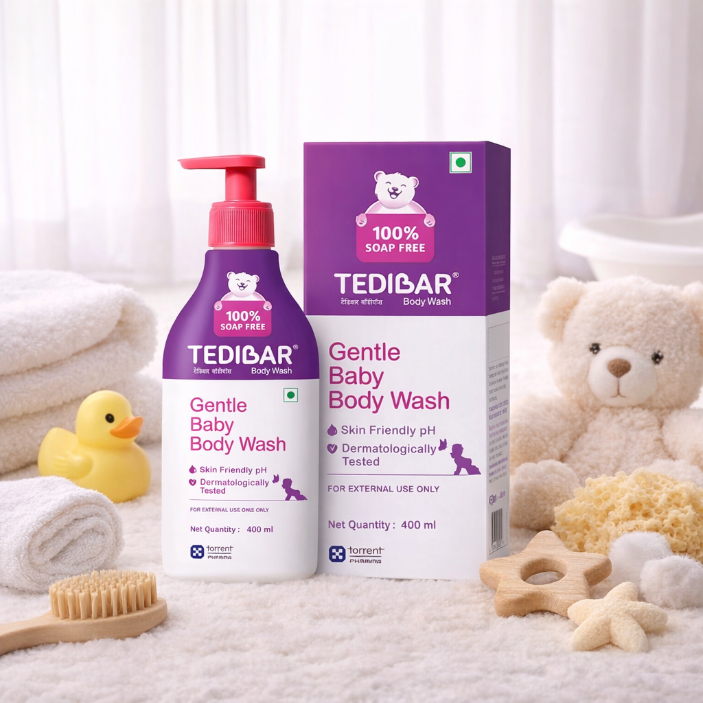 CURATIO Tedibar Gentle Baby Body Wash | 100% Soap-Free, pH Balanced & Dermatologically Tested | Gentle Cleanser for Baby’s Delicate Skin | 400 ml