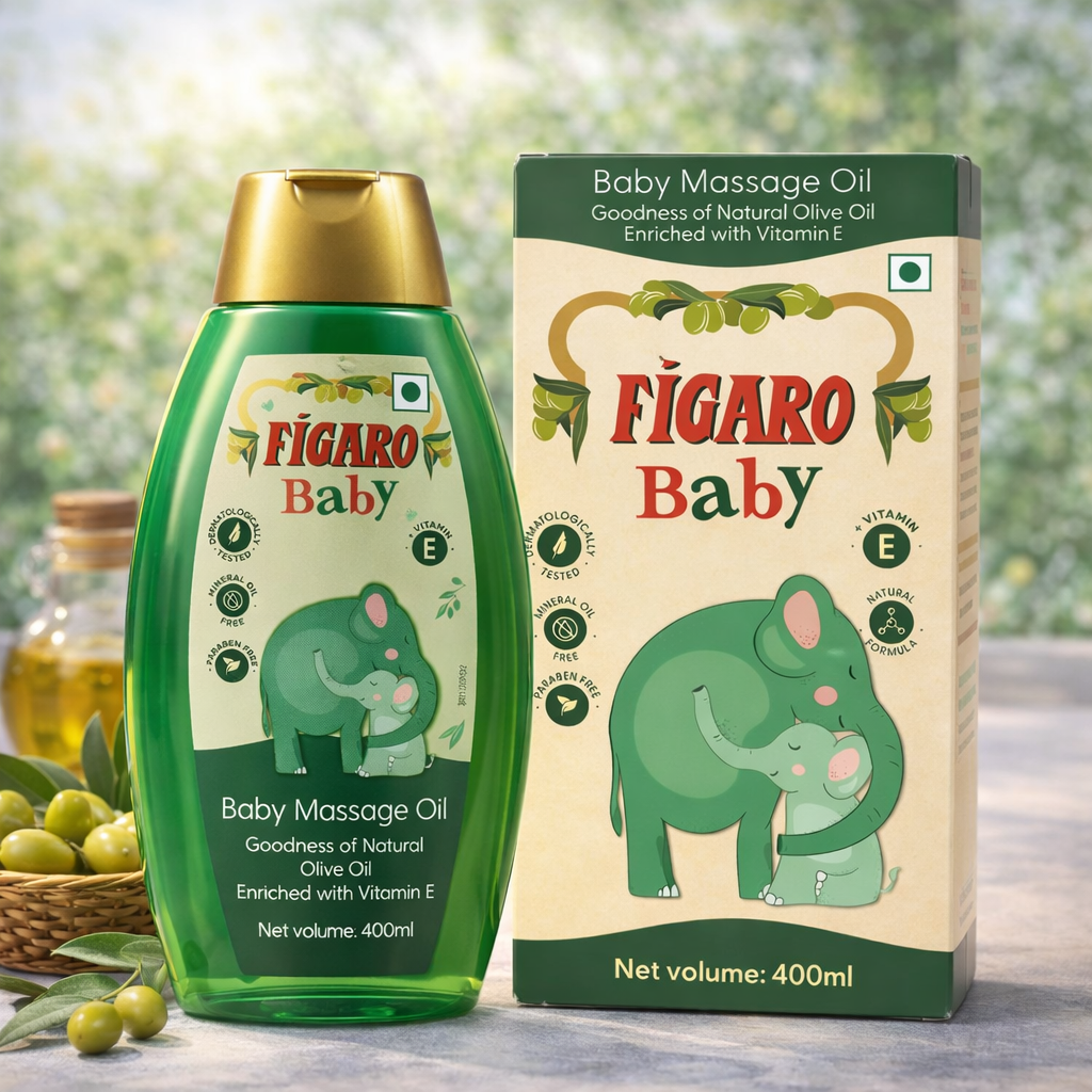 Figaro Baby Massage Oil with Natural Olive Oil & Vitamin E – Gentle Nourishment for Baby’s Skin (400 ml)