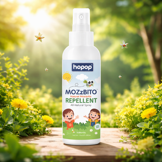Hopop MOZZBiTO Natural Mosquito Repellent Spray for Babies & Family | DEET-Free, Plant-Based Protection from Mosquitoes, Ants & Fleas